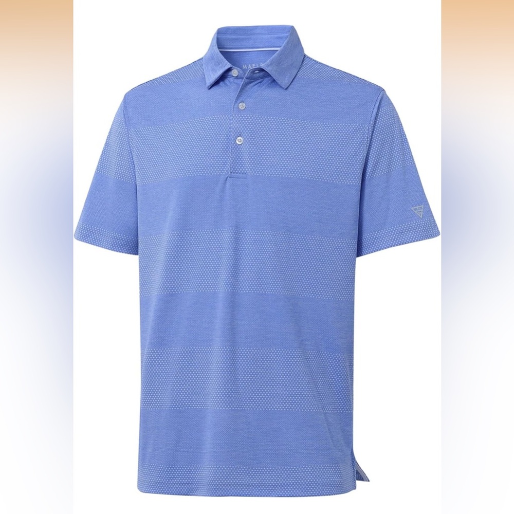 MAELREG (2XL) Horizon Blue Heather Golf Shirts Short Sleeve Moisture Wicking New